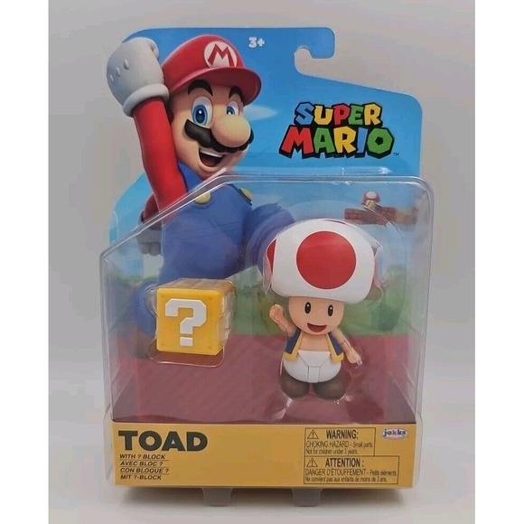 Super Mario Toad 4 Inch‎ Figure with  Block Action Figure Jakks Nintendo - Picture 1 of 6